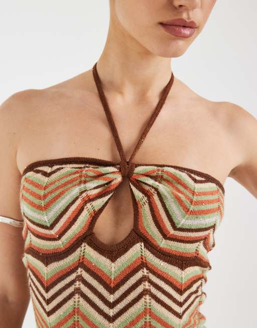 Motel Anona halter top in multi stripe, 3 of 4