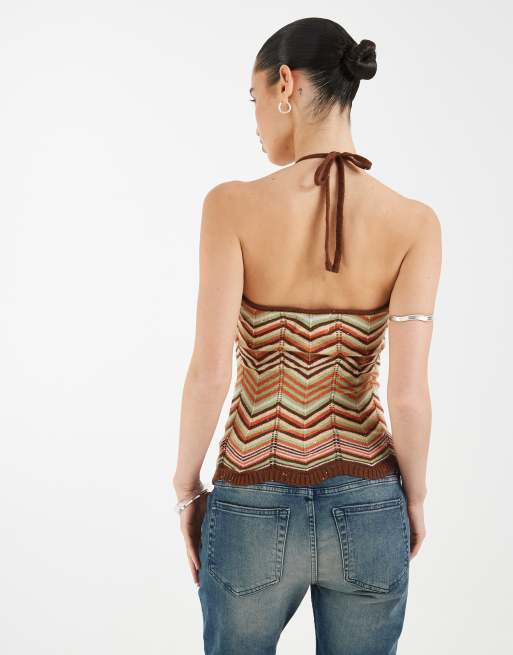 Motel Anona halter top in multi stripe, 4 of 4