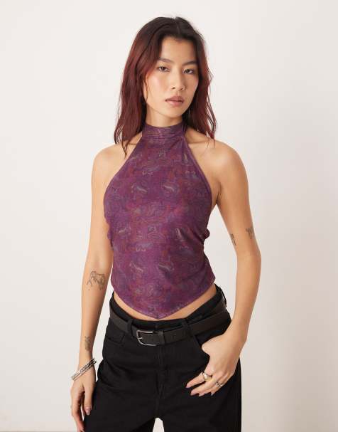 Motel Ares high neck regal paisley top in purple - view 1