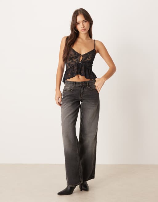 Motel arin floral lace vest top in black, 3 of 4