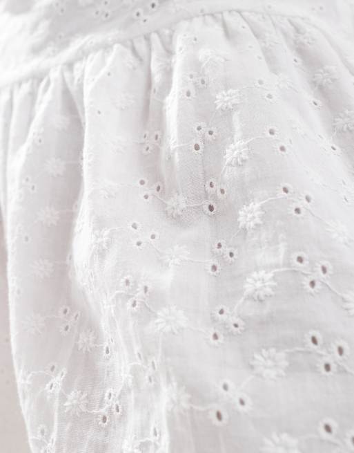 Motel Aristia broderie knee-length skirt in white, 3 of 5