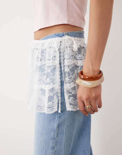 Motel Asa lace wrap skirt effect belt in white, 2 of 4