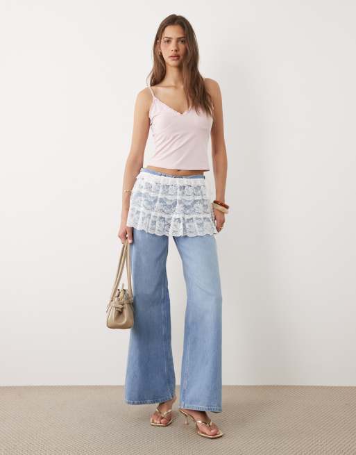 Motel Asa lace wrap skirt effect belt in white, 4 of 4