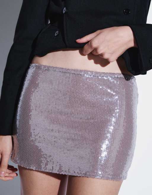 Motel asher sequin mini skirt in mauve , 4 of 6