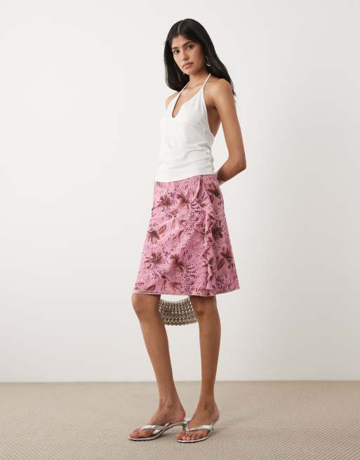 Motel Asiki animal print midi skirt in pink, 2 of 5