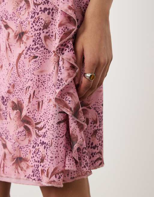Motel Asiki animal print midi skirt in pink, 3 of 5