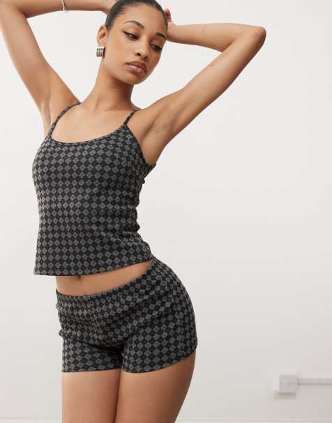Motel atarah knit argyle cami top in gray - part of a set - view 1