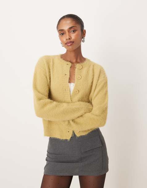 Motel - Audrina - Cardigan in maglia soffice verde salvia - view 1