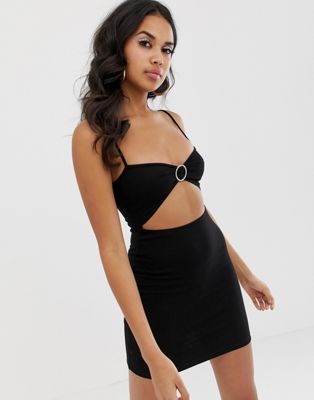 black dress with stomach cut out