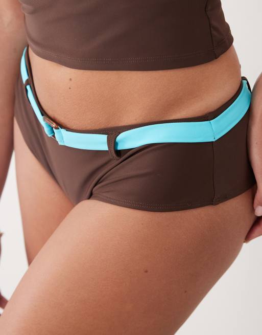 Motel Avi bikini shorts in Brown blue, 2 of 4