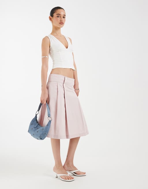 Motel Babete pleat skirt in sakura pink , 5 of 5