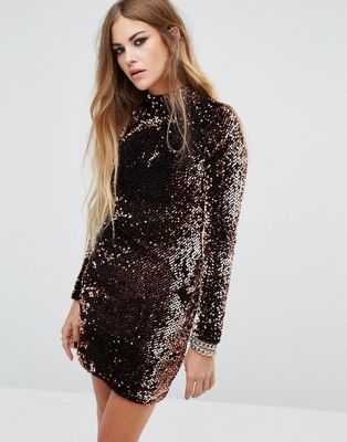 black glitter high neck dress