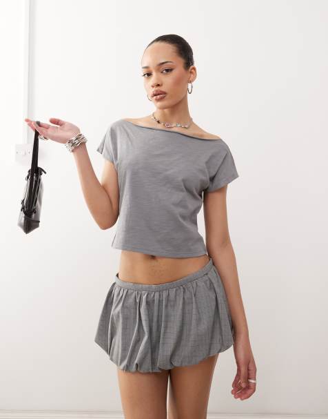 Motel balia asymmetric t-shirt in gray - view 1