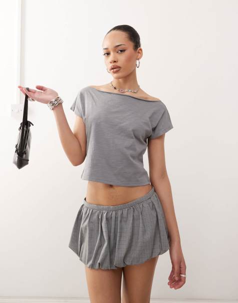Motel - Balia - Asymmetrisch T-shirt in grijs - view 1