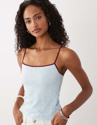 Motel Baryln Cami Lace Top In Blue