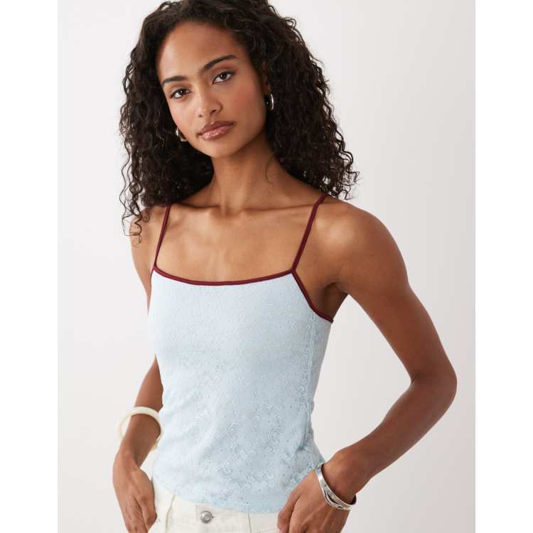 Motel Baryln cami lace top in Turquoise | ASOS