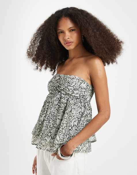 Motel Belira paisley bloom bandeau top in pale blue - view 1