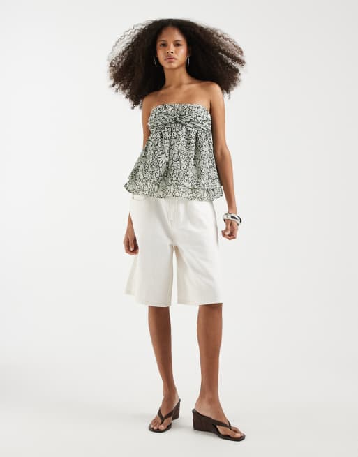 Motel Belira paisley bloom bandeau top in pale blue, 2 of 4