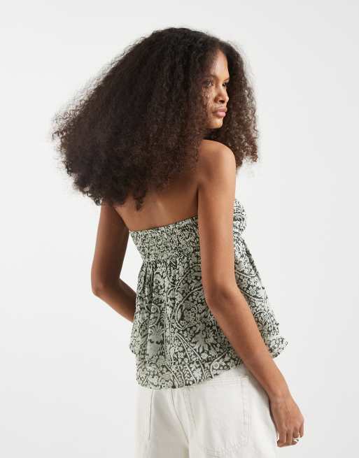 Motel Belira paisley bloom bandeau top in pale blue, 4 of 4