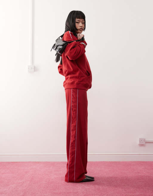Motel benton wide leg sweatpants in adrenaline red - part of a set