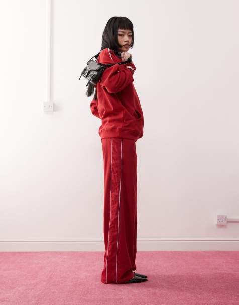 Motel Benton wide leg trackies in adrenaline red (part of a set) - view 1