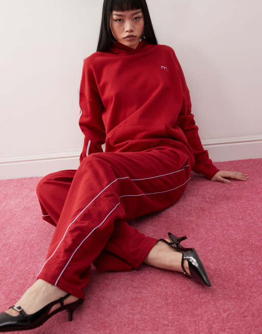 Motel Benton wide leg trackies in adrenaline red (part of a set)