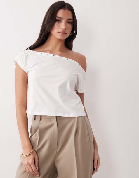 Motel Bizzy studded top in off white - view 1