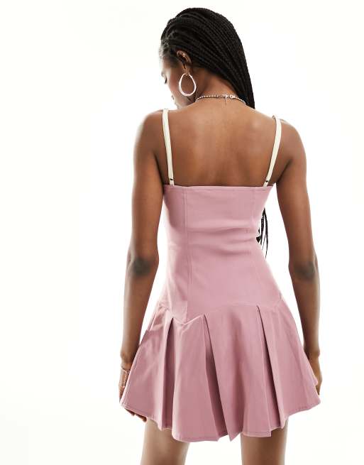 Womens Rokh pink Pleated Corset Mini Dress