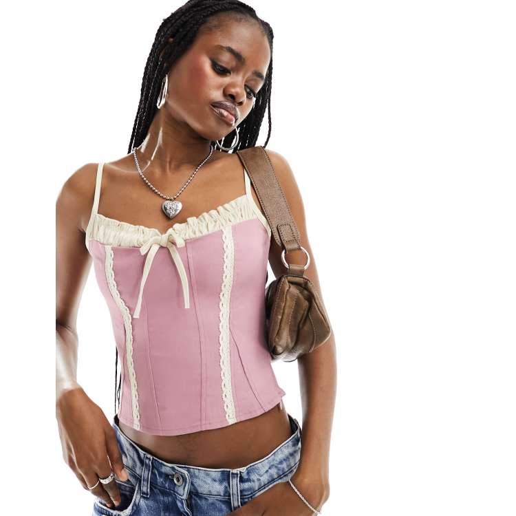 Okriks Market - Camille Pink Mesh Corset Top 34C Cup 3SW8-37