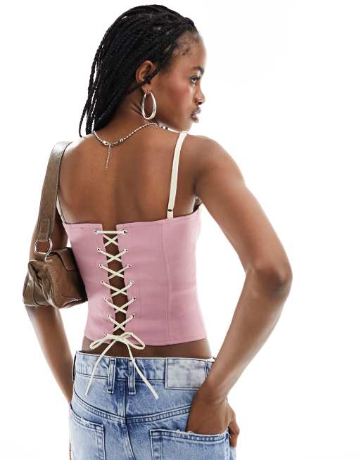 Dusky Pink Corset Top  Alexa – motelrocks-com-us