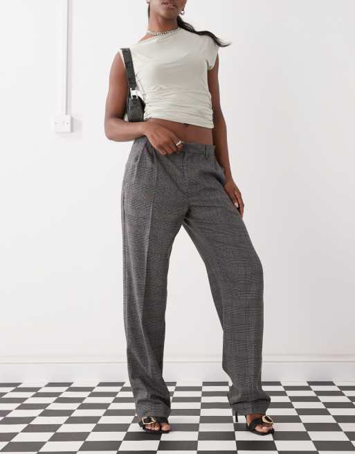 Motel brayden checked tailored pants in gray