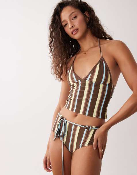 Motel – Brun- och blårandig tankini - view 1