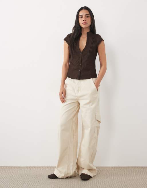 Motel burke poplin blouse in chocolate brown, 3 of 4