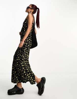 Motel Buttercup Print Maxi Cami Dress In Black