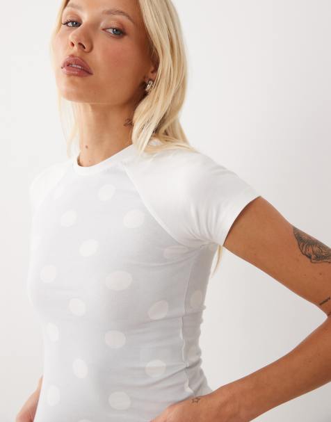 Motel - camiseta baby de lunares en gris marfil - view 1