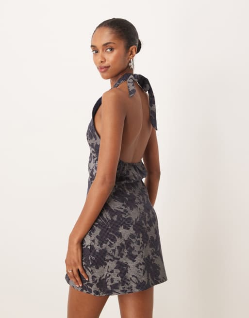 Motel Carla halterneck dress in blue floral, 4 of 4