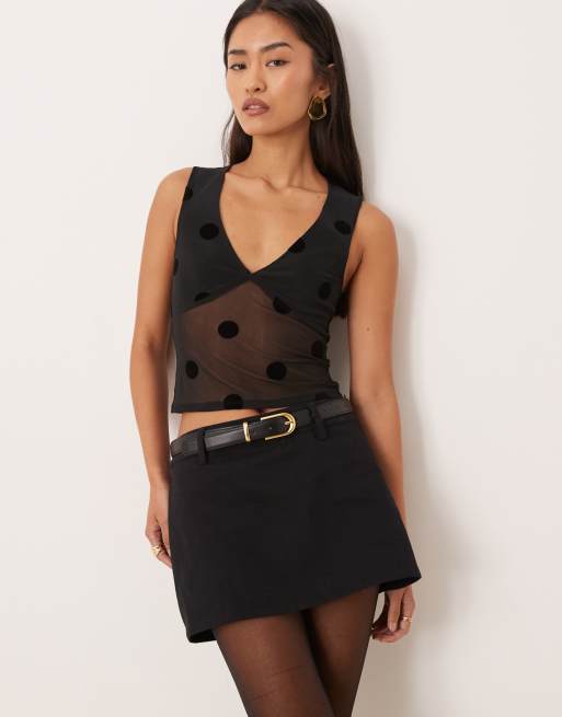 Motel Carlin twill mini skirt in black, 4 of 5