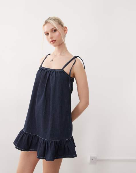 Motel carlisle mini denim smock dress in blue - view 1