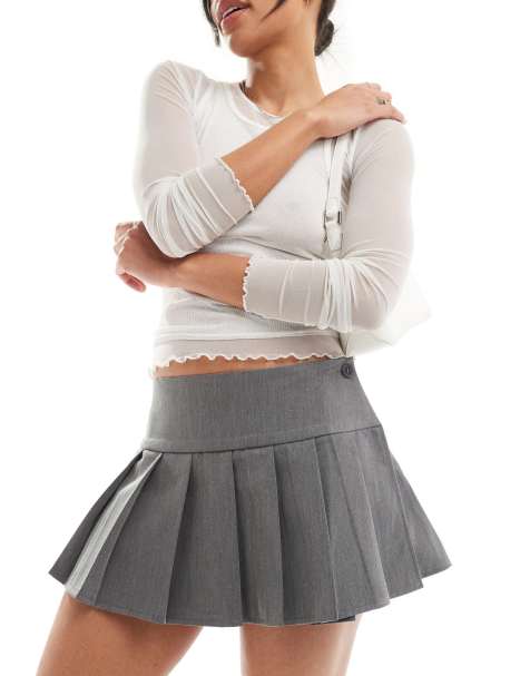 Motel casini pleated mini skirt in charcoal grey - view 1