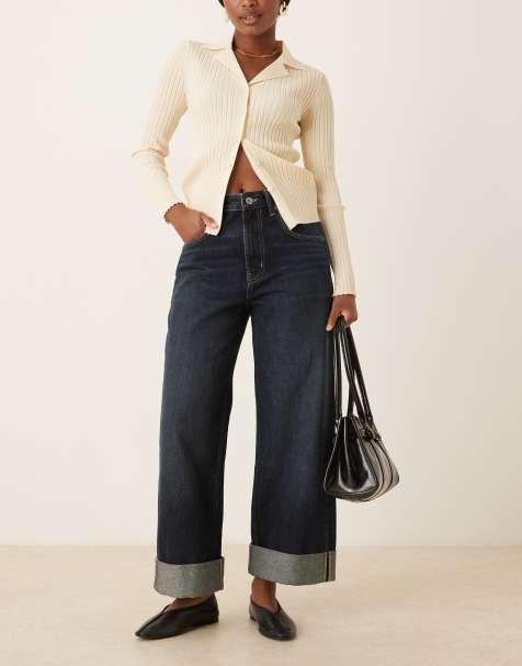 Motel - Celia - Jeans dritti 100 cotone indaco con risvolto - view 1