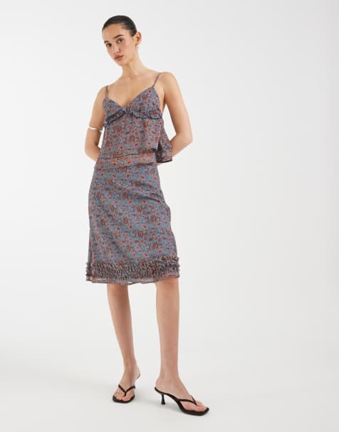 Motel chiffon frill loose co-ord in blossom blue - view 1