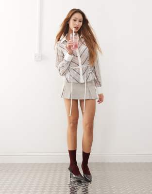 christabel diagonal stripe shirt in gray