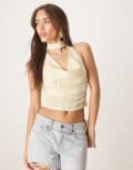 [Motel] Motel chupa broderie flower top in lemon yellow L Lemon