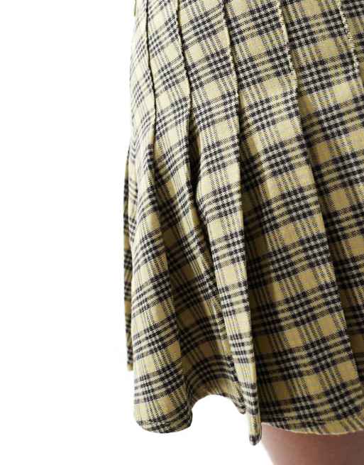 Motel cida tartan mini skirt in yellow check ASOS - Main Image