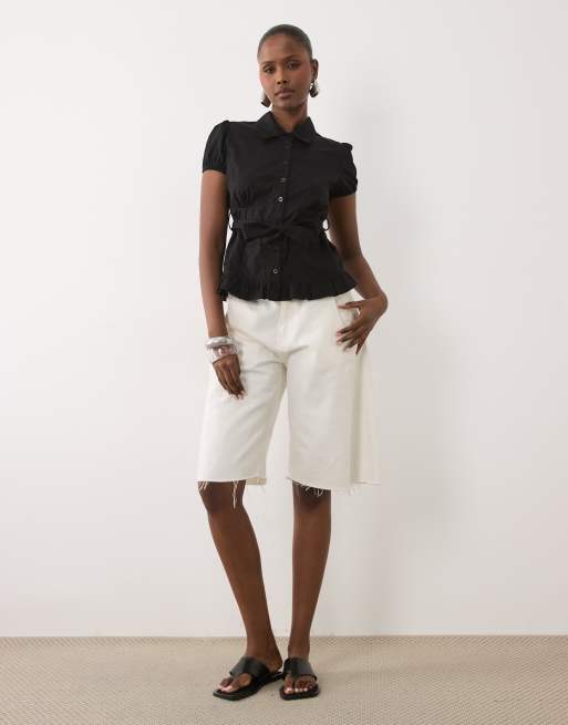 Motel Closie puff sleeve blouse in black , 3 of 4