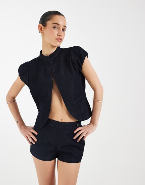 Motel co-ord Alnira pea coat denim top in indigo - view 1