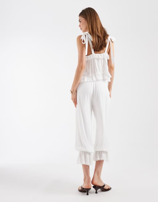 Motel co-ord Basma bloomer trouser in white, 3 of 5
