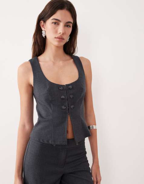 Motel co-ord Kariso tailored top in grey - view 1