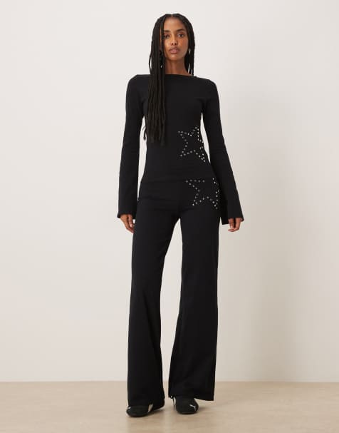 Motel co-ord Mindi star studded trouser in black