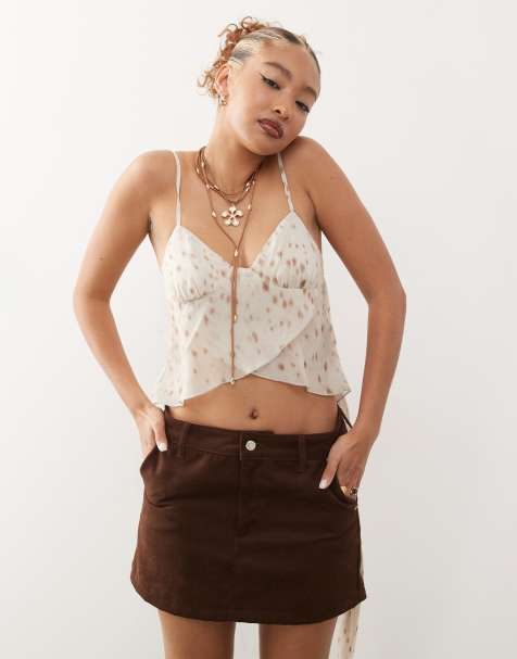 Motel cojira print scarf cami top in ivory